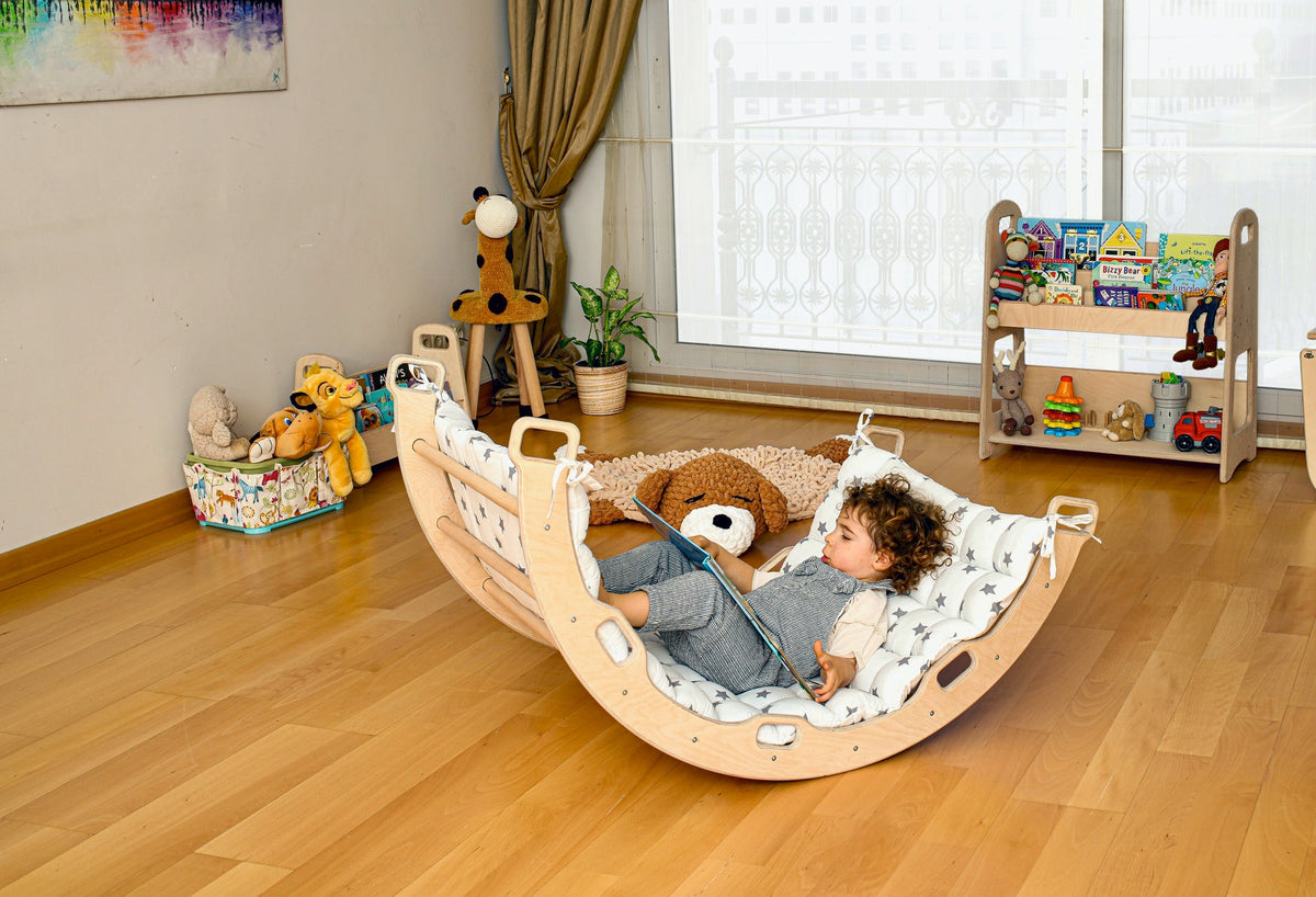 Large Montessori Climbing Arch & Rocker – Pillow Options
