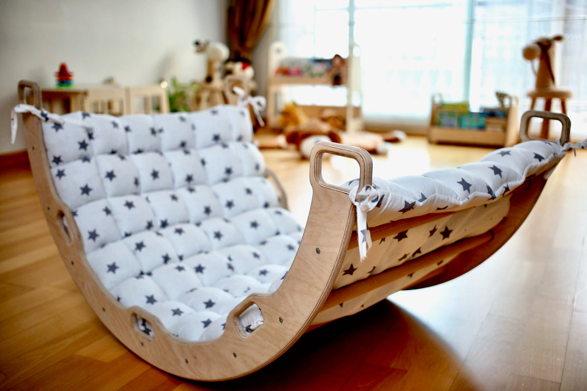 Large Montessori Climbing Arch & Rocker – Pillow Options