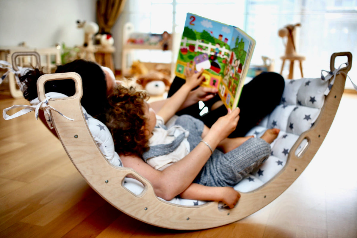 Large Montessori Climbing Arch & Rocker – Pillow Options