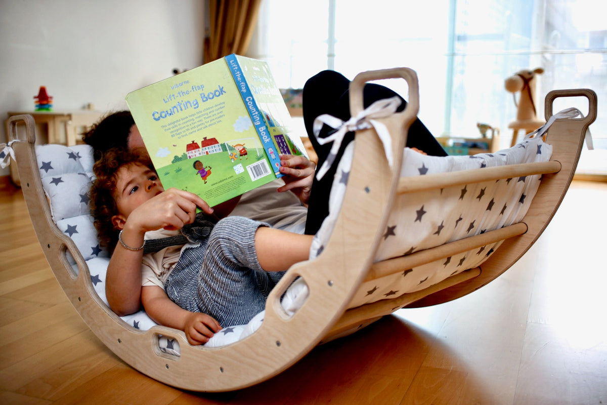 Large Montessori Climbing Arch & Rocker – Pillow Options
