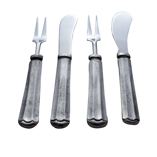 Silver Antique Maharaja Cheese Spreader & Fork 4 Pc. Set
