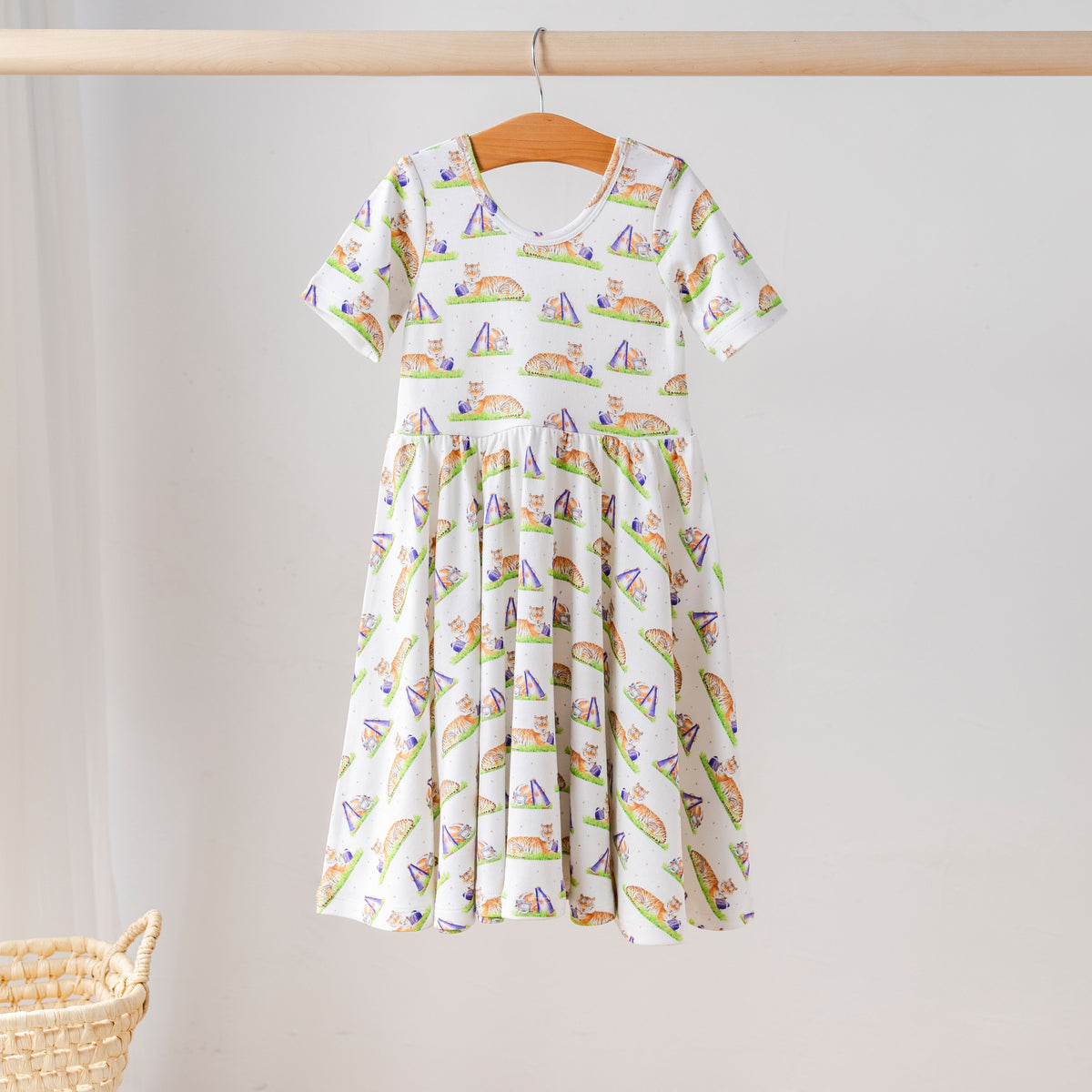 Navy Tiger Mania Organic Cotton Dress for Kids
