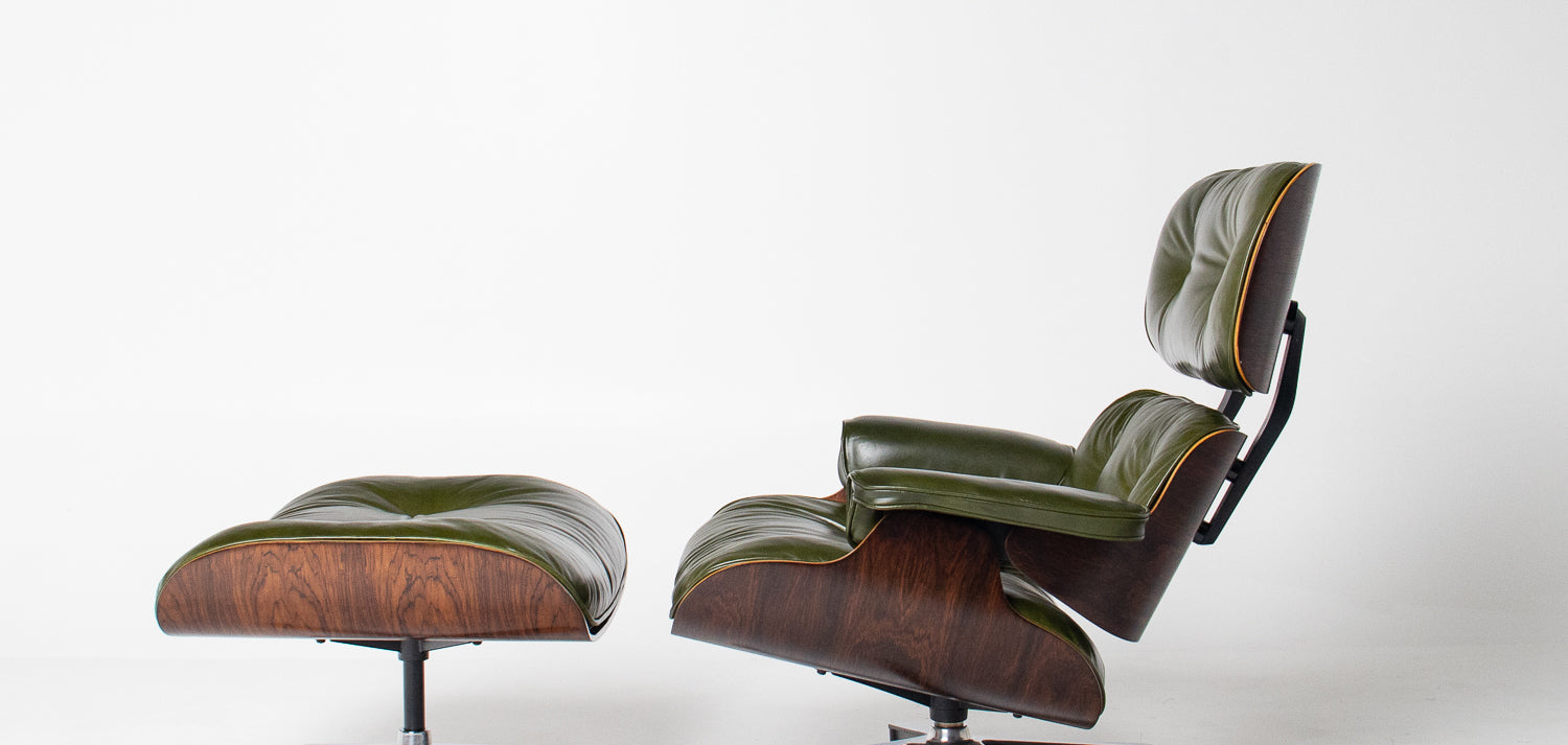 3rd Generation Eames Lounge Chair in Brazilian Rosewood and New Moss Green Leather by Herman Miller