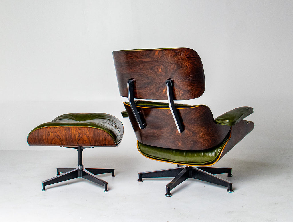 3rd Generation Eames Lounge Chair in Brazilian Rosewood and New Moss Green Leather by Herman Miller