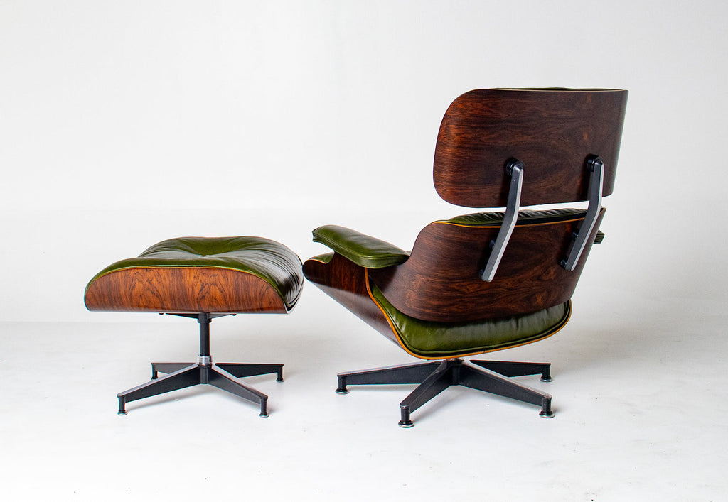 3rd Generation Eames Lounge Chair in Brazilian Rosewood and New Moss Green Leather by Herman Miller