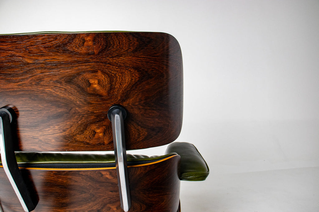 3rd Generation Eames Lounge Chair in Brazilian Rosewood and New Moss Green Leather by Herman Miller