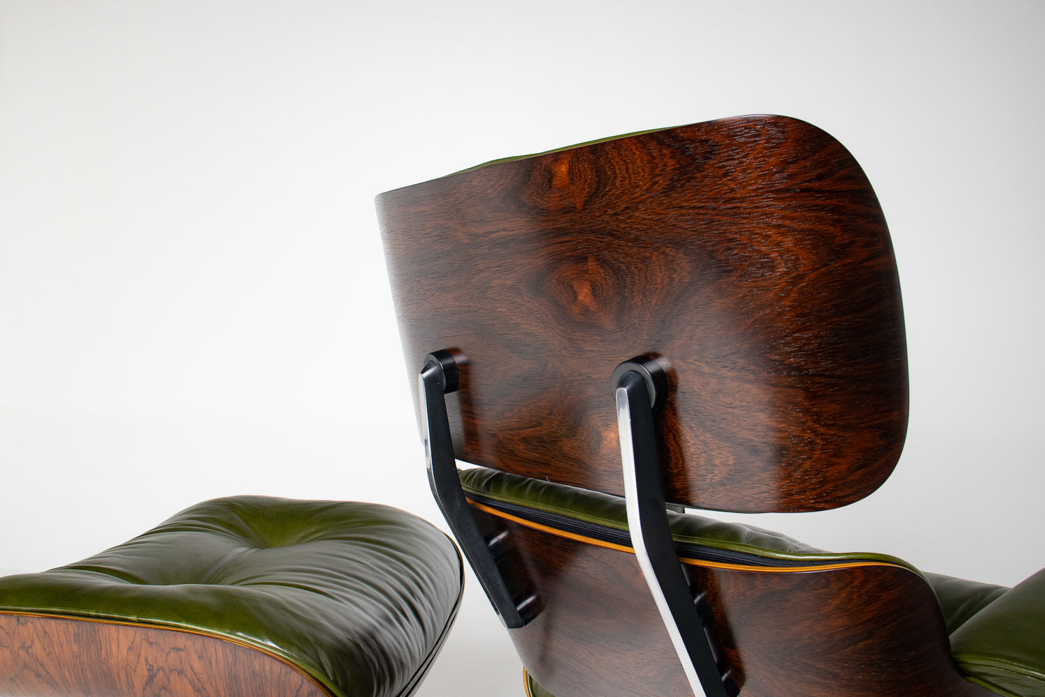 3rd Generation Eames Lounge Chair in Brazilian Rosewood and New Moss Green Leather by Herman Miller