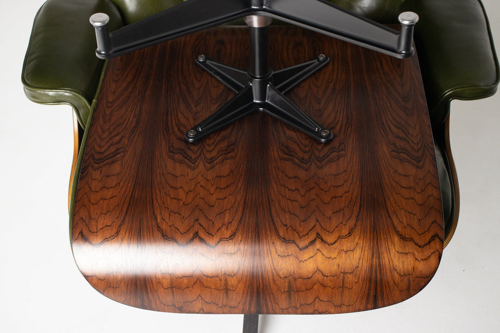 3rd Generation Eames Lounge Chair in Brazilian Rosewood and New Moss Green Leather by Herman Miller