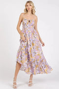 Mittoshop Floral Maxi Cami Dress with Smocked Back and Ruffled Hem
