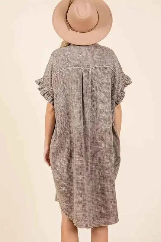 Women's Mini Dress | Mineral Wash, Cotton Gauze | Boho Casual Summer Dress