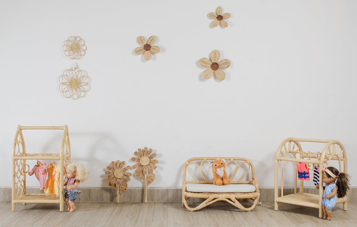 The Blooming Rattan Flower Stem – Handcrafted Boho Wall & Room Decor