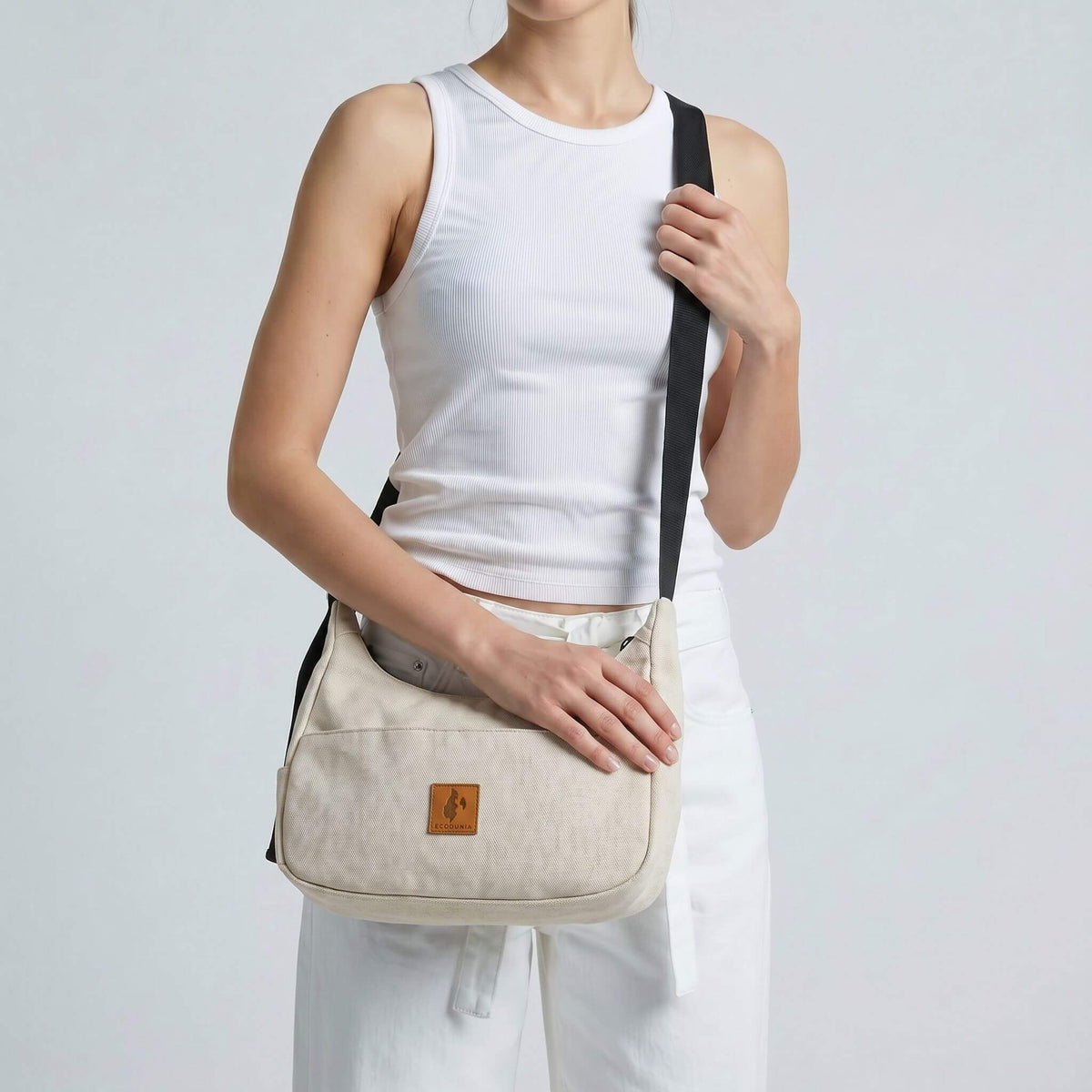 Crescent Canvas Crossbody Shoulder Bag for Women