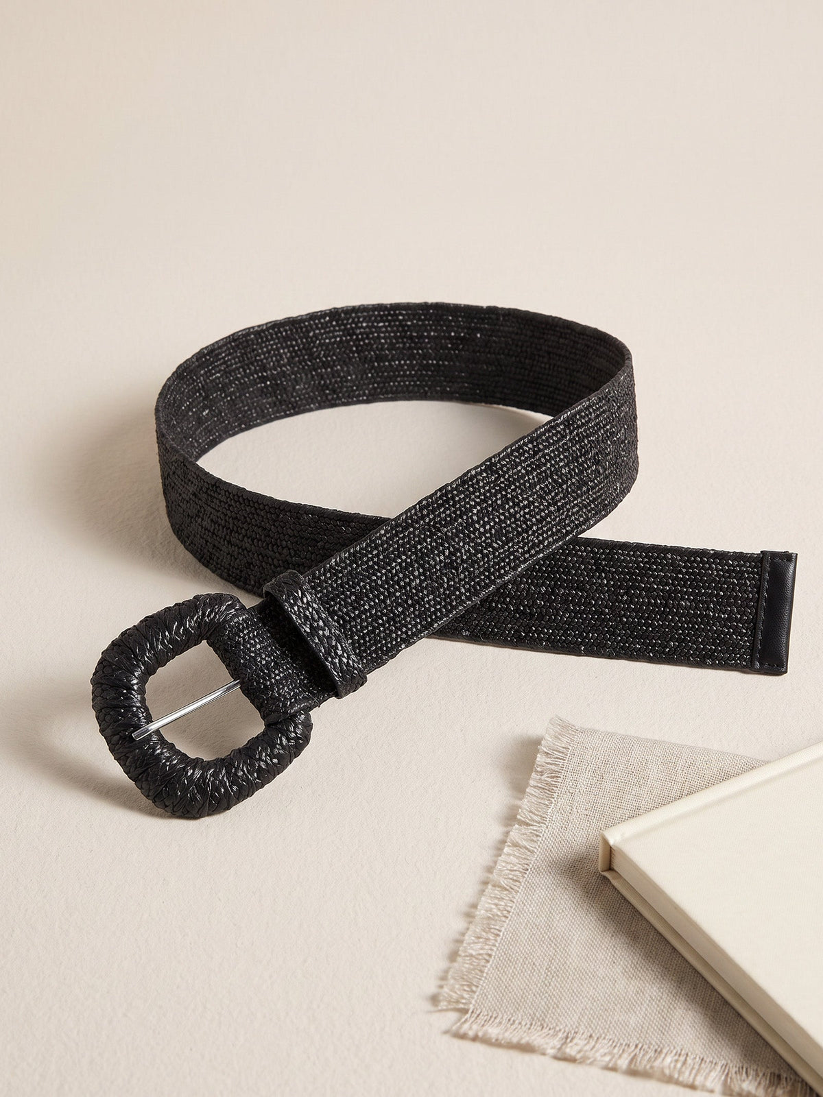 Natural Woven Straw Belt With Square Buckle