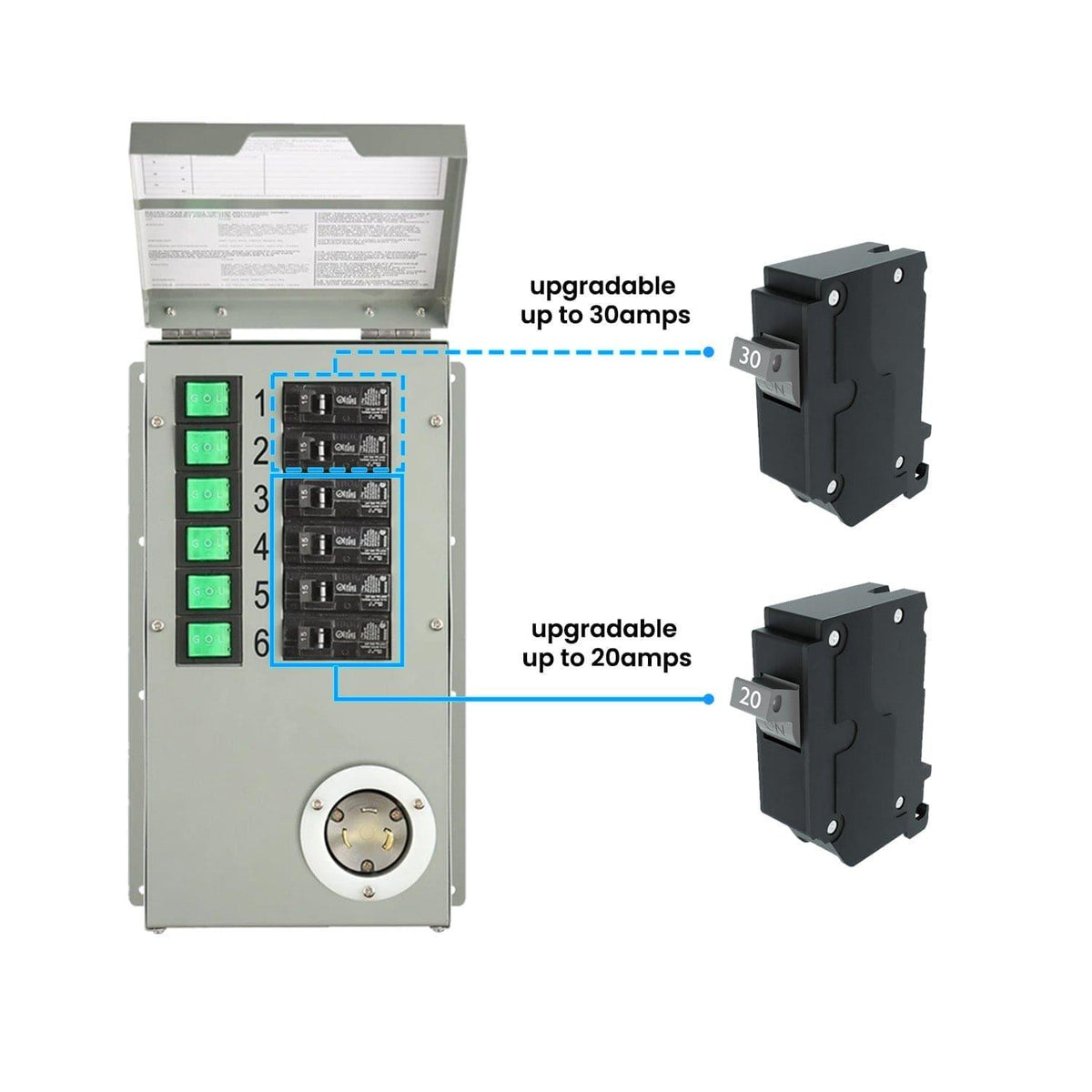 Refurbished - 120V 30A 6-Circuit Non-Automatic Transfer Switch