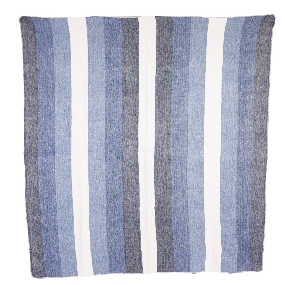 Handwoven Alpaca Throw Blanket | Denim Blues, Black & Cream | Nawi Collection
