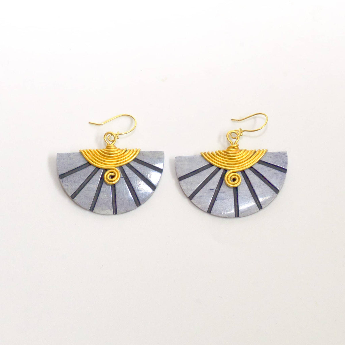 Carved Horn Half-Moon Earrings | Nusu