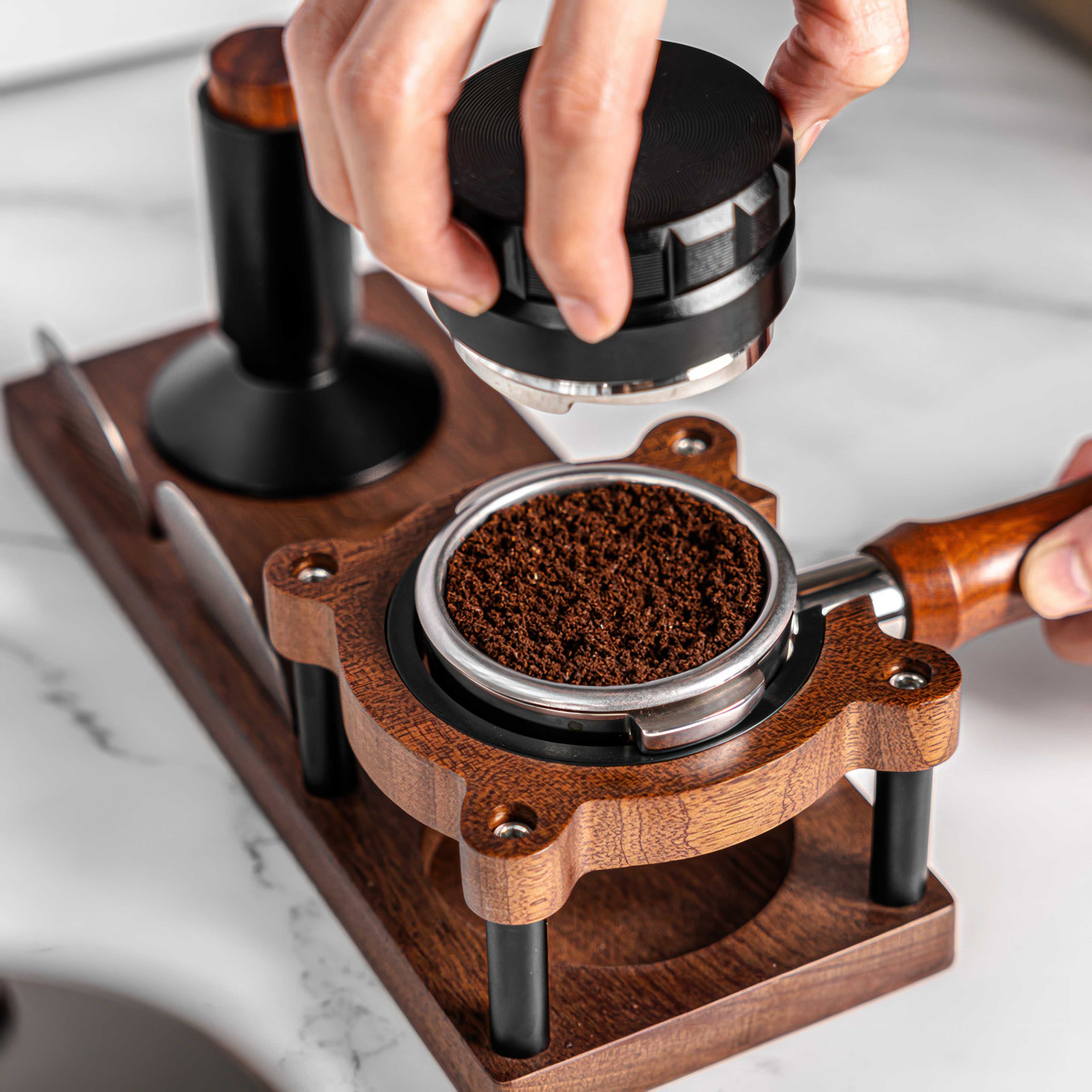 Sapele Wood Espresso Tamper Holder