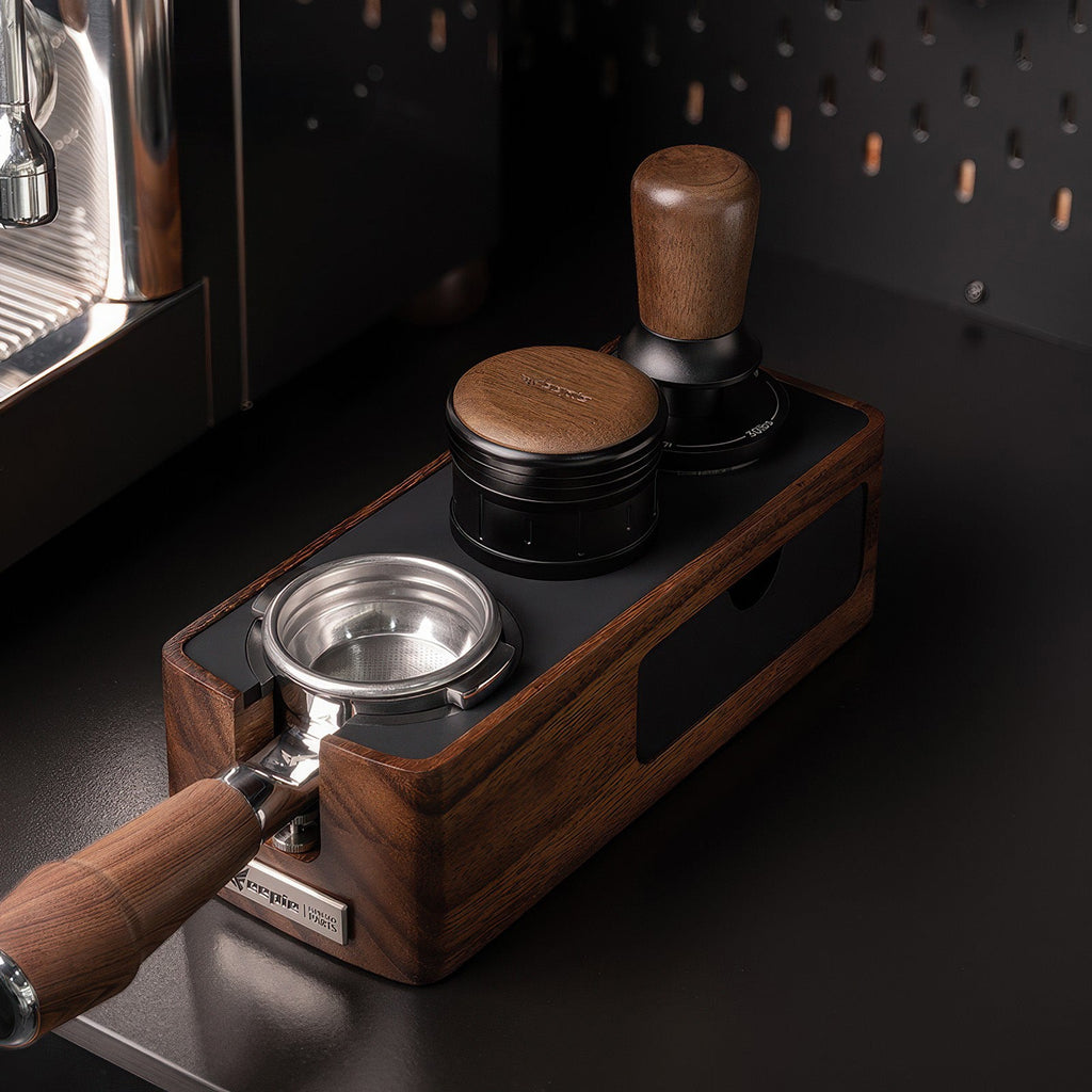 Barista Tamping Station with Knock Box Storage