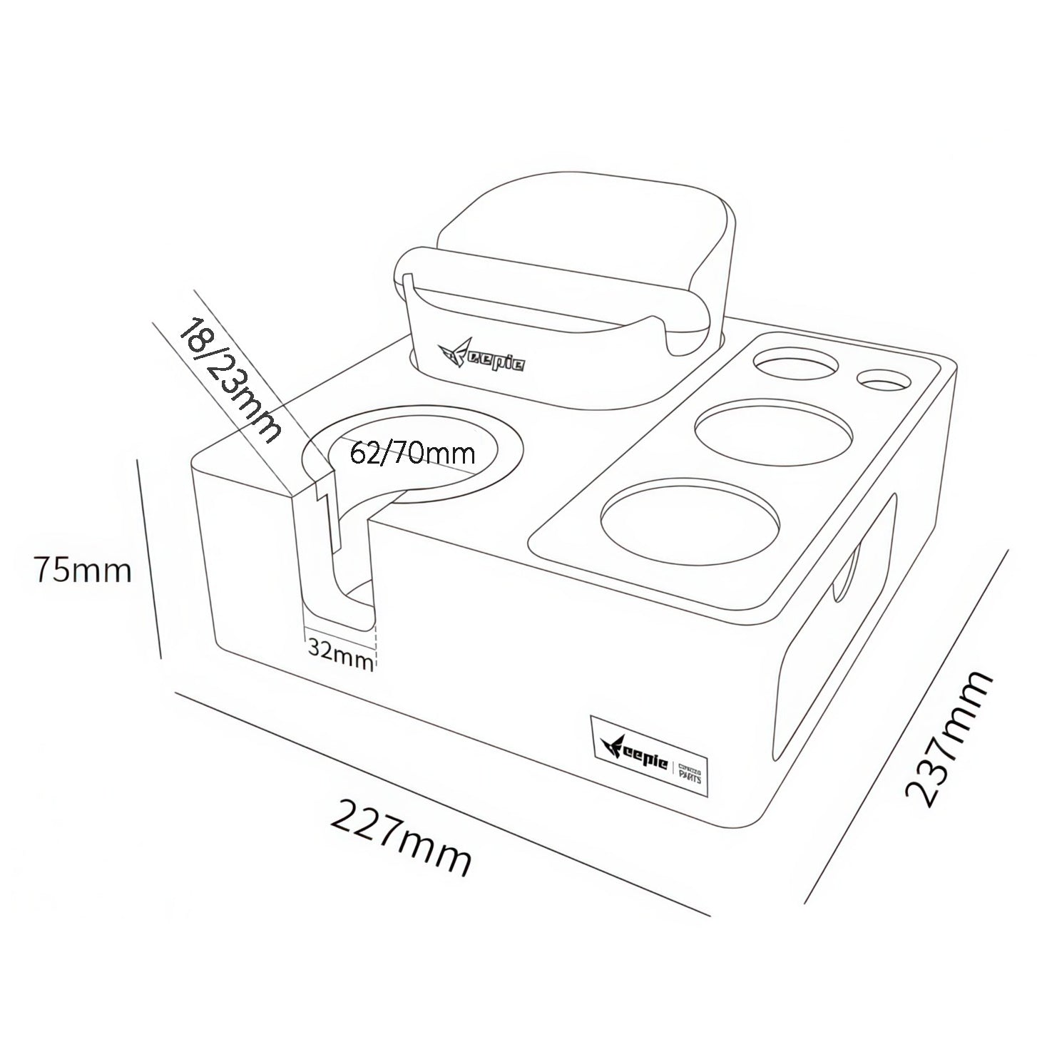 Barista Tamping Station with Knock Box Storage