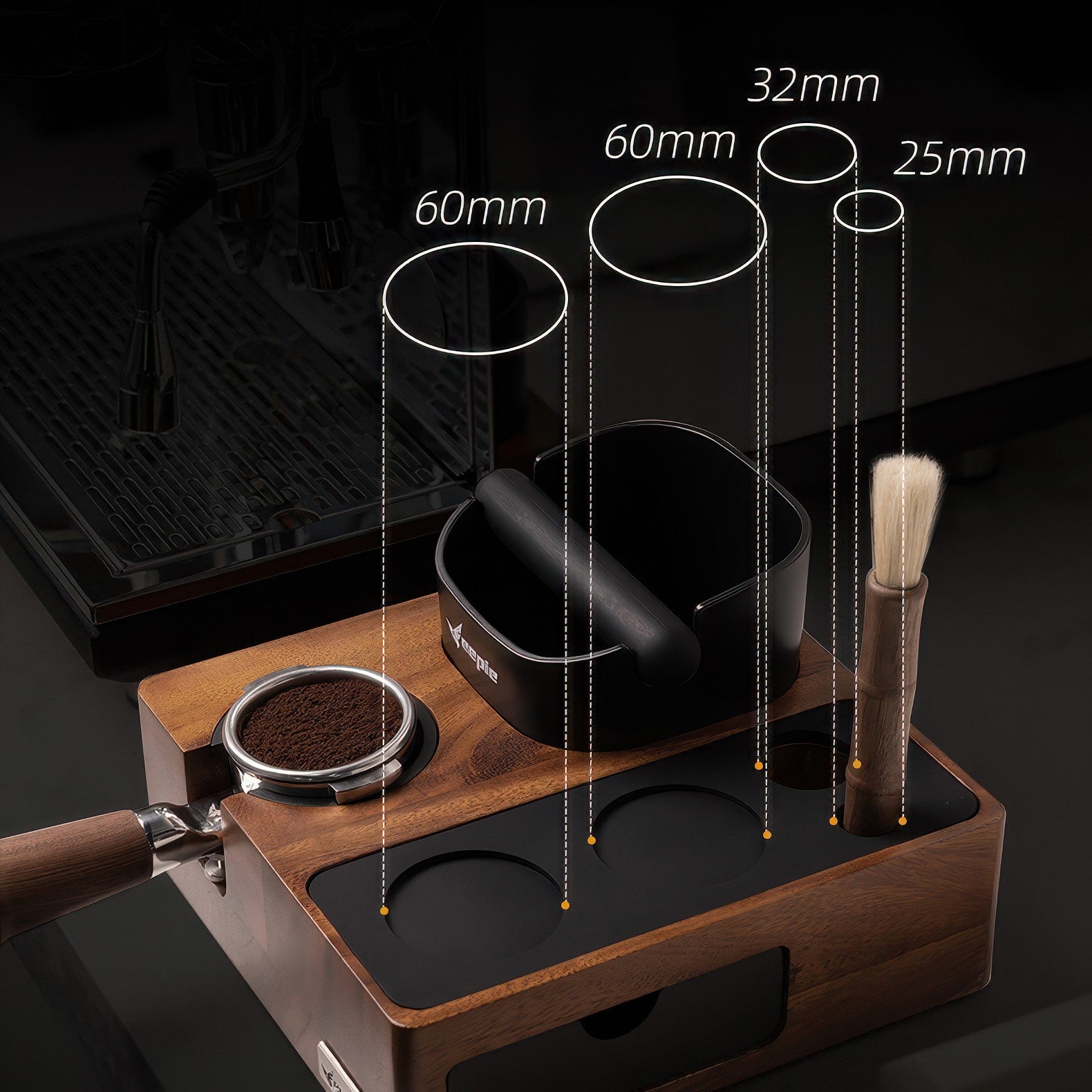Barista Tamping Station with Knock Box Storage