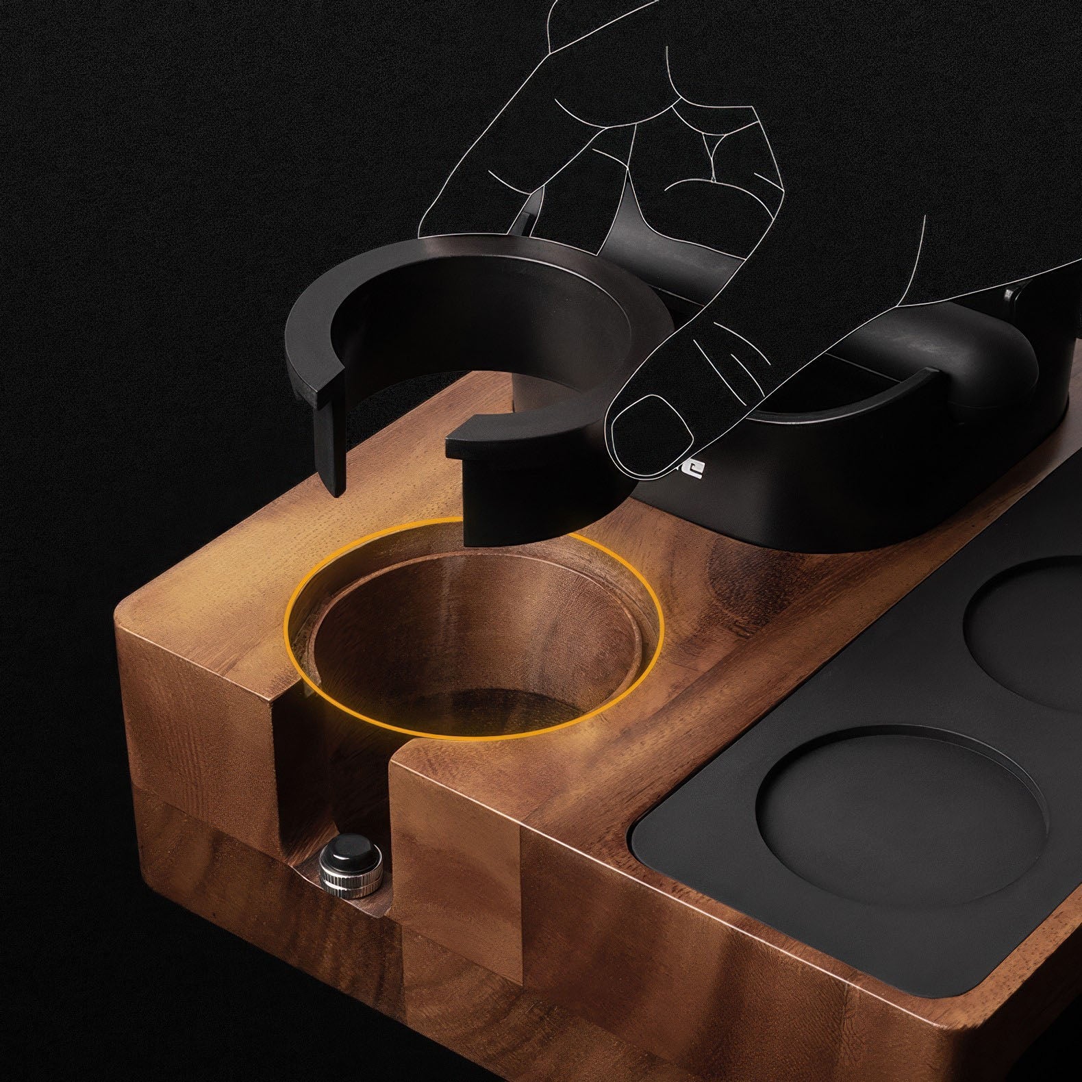 Barista Tamping Station with Knock Box Storage