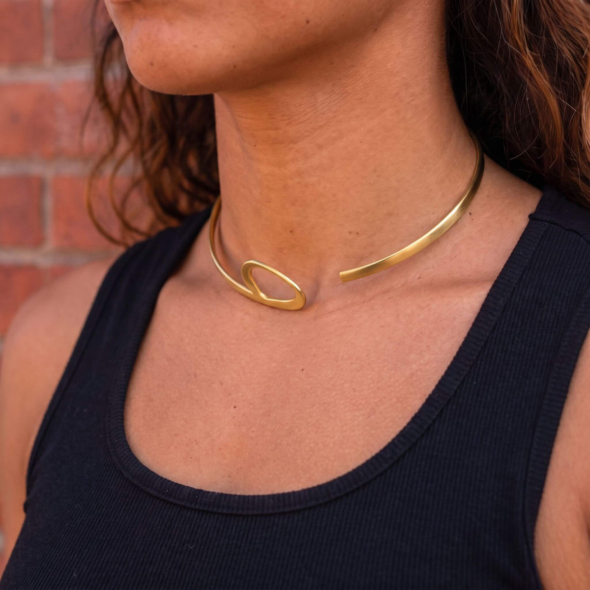 Open Loop Brass Collar Choker Necklace for Women | Pindu
