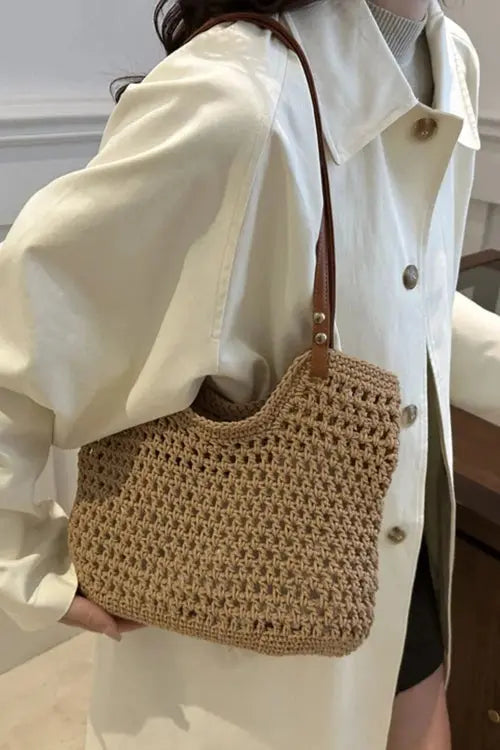 Women's Openwork Woven Tote Bag | Eco-Friendly, Boho Style