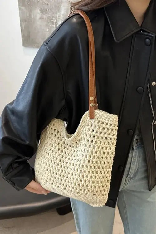 Women's Openwork Woven Tote Bag | Eco-Friendly, Boho Style