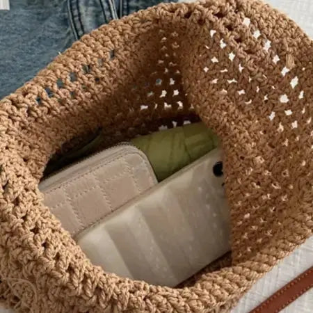 Women's Openwork Woven Tote Bag | Eco-Friendly, Boho Style