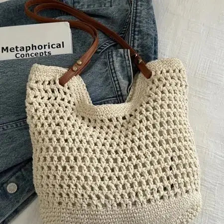 Women's Openwork Woven Tote Bag | Eco-Friendly, Boho Style