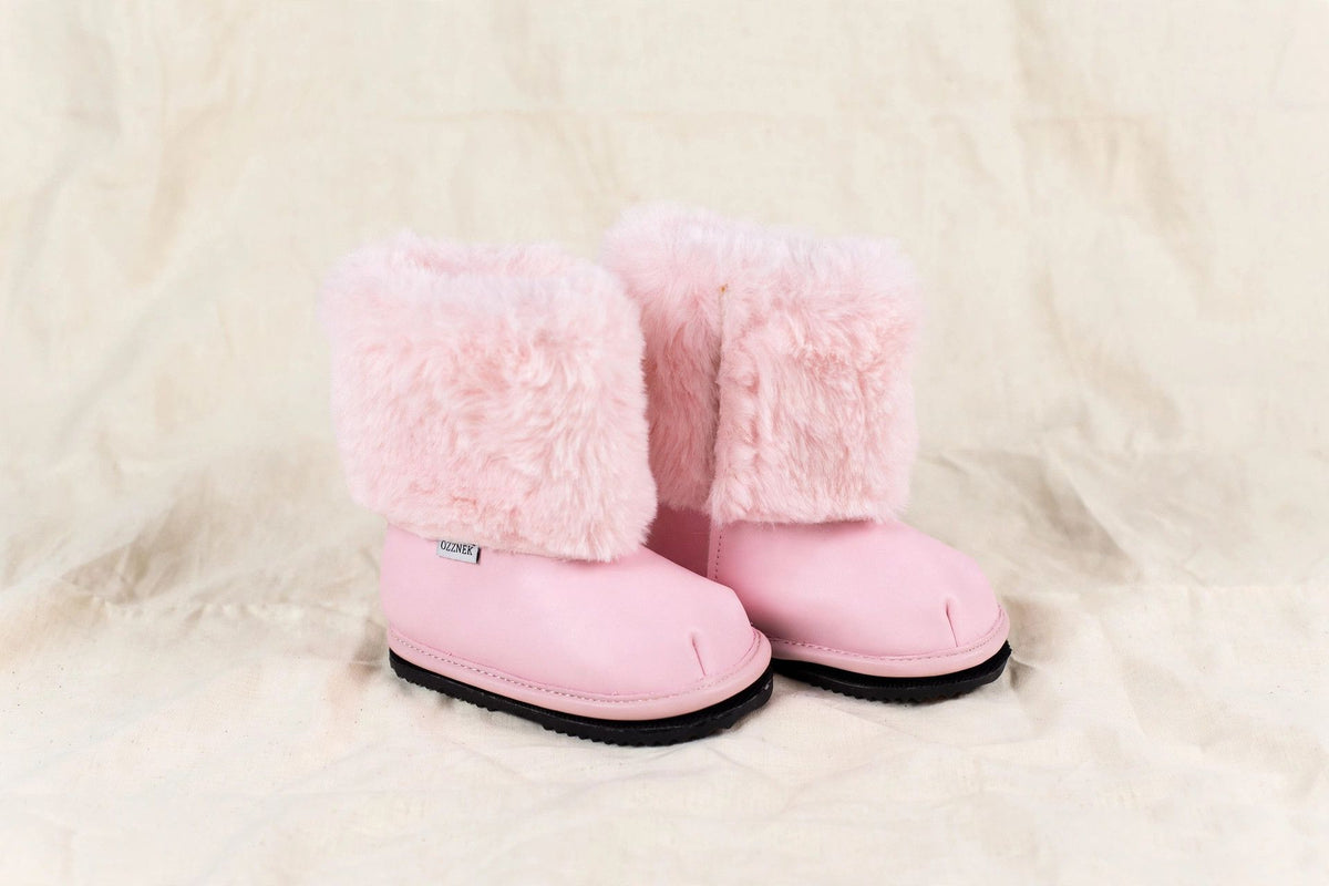 Pink Velvet Barefoot Ankle Boot Topper | Ozznek Removable Sole Shoes
