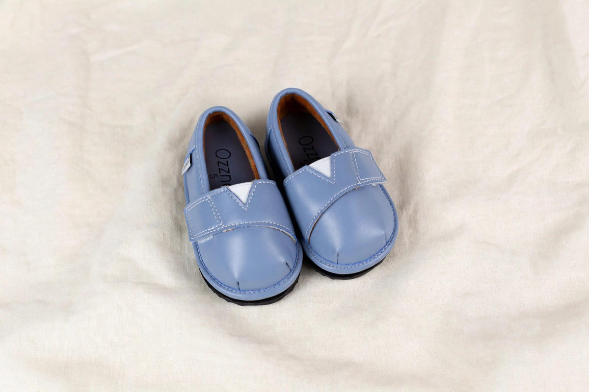 Blue-Grey Velvet Topper | Ozznek Removable Sole Shoes | Barefoot & Zero-Drop