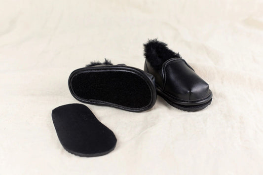 Black Faux-Fur Barefoot Shoe Topper | Ozznek Removable Sole Shoes