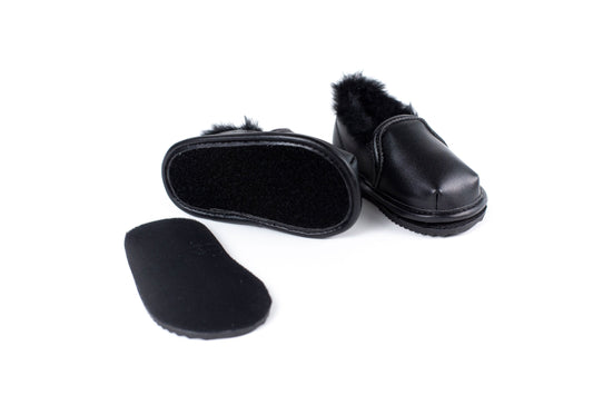 Black Faux-Fur Barefoot Shoe Topper | Ozznek Removable Sole Shoes