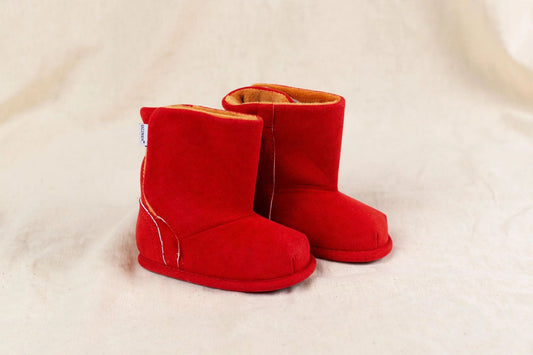 Red Ankle Boot Topper | Ozznek Removable Sole Shoes | Barefoot Kids Boot