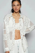 Floral Crochet Patchwork Long Sleeve Shirt