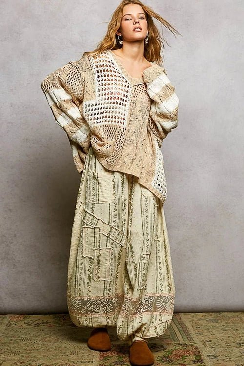 Twisted-Weave Earth-Tone Knit Top