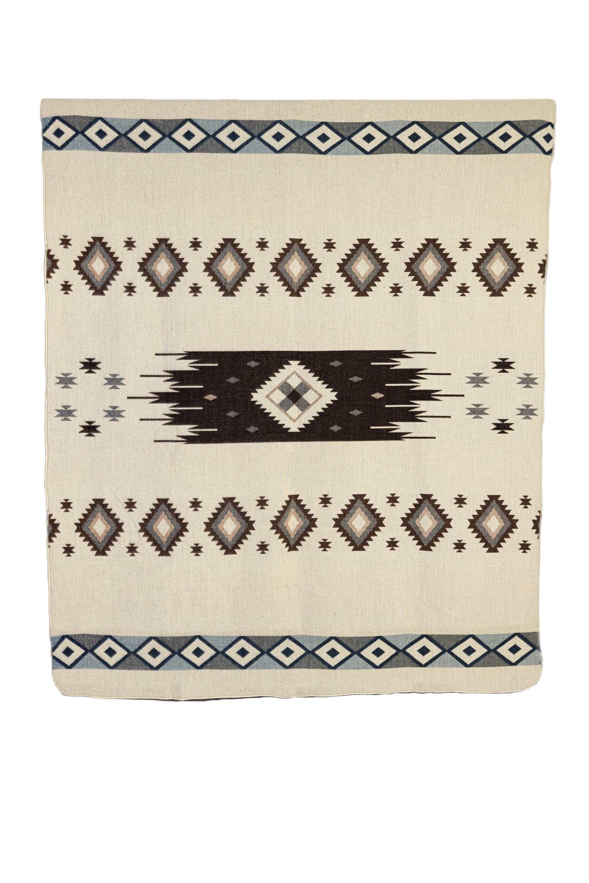 Handwoven Reversible Sunset Diamond Red Brown Blue & Cream Alpaca Throw Blanket - Yachana Collection