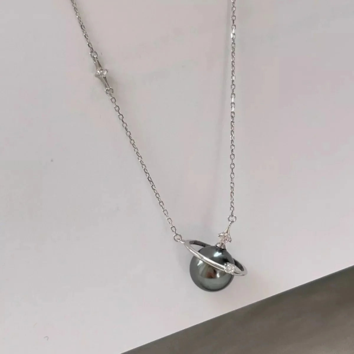 Pearl Planet Pendant Necklace 925 Sterling Silver