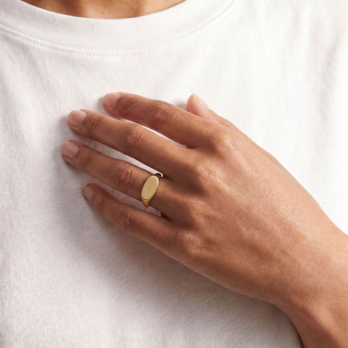 Brass Narrow Oval Signet Ring | Pendo