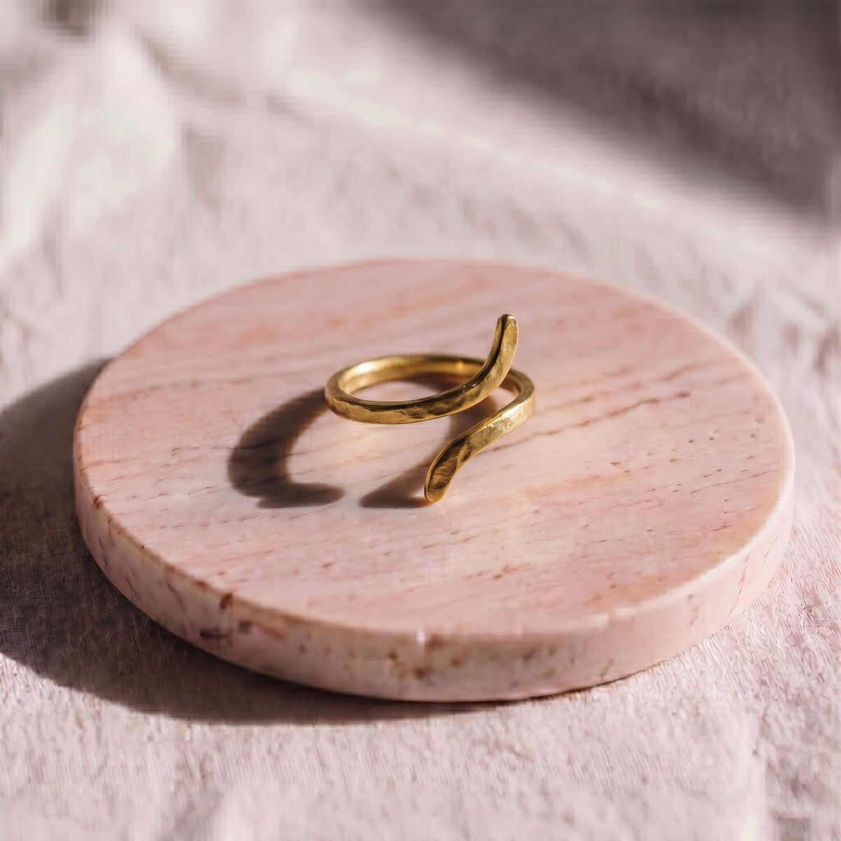 Adjustable Wrap Bypass Hammered Ring | Pera