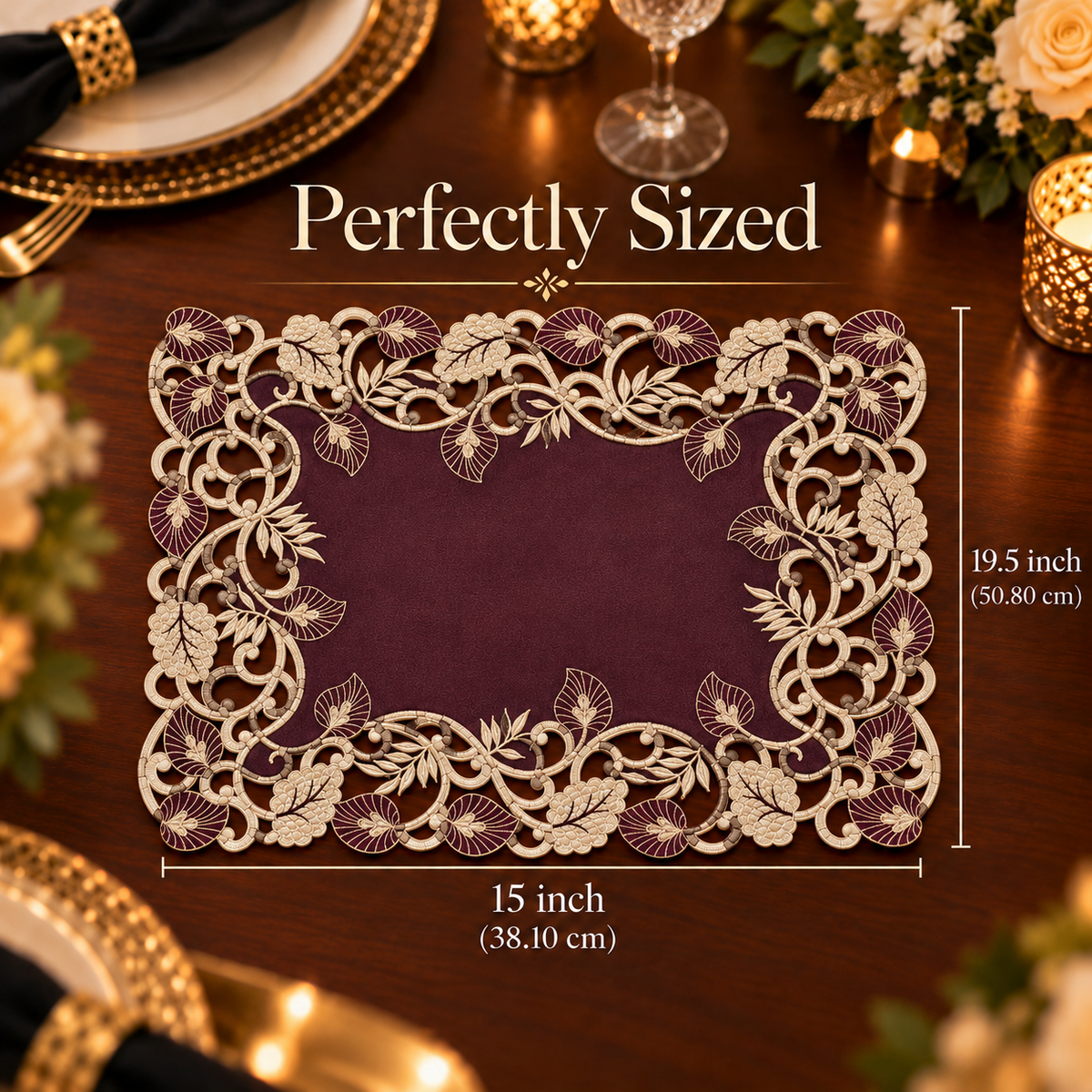 Purple Gold Placemats – Velvet Plum, 12x18 Inch