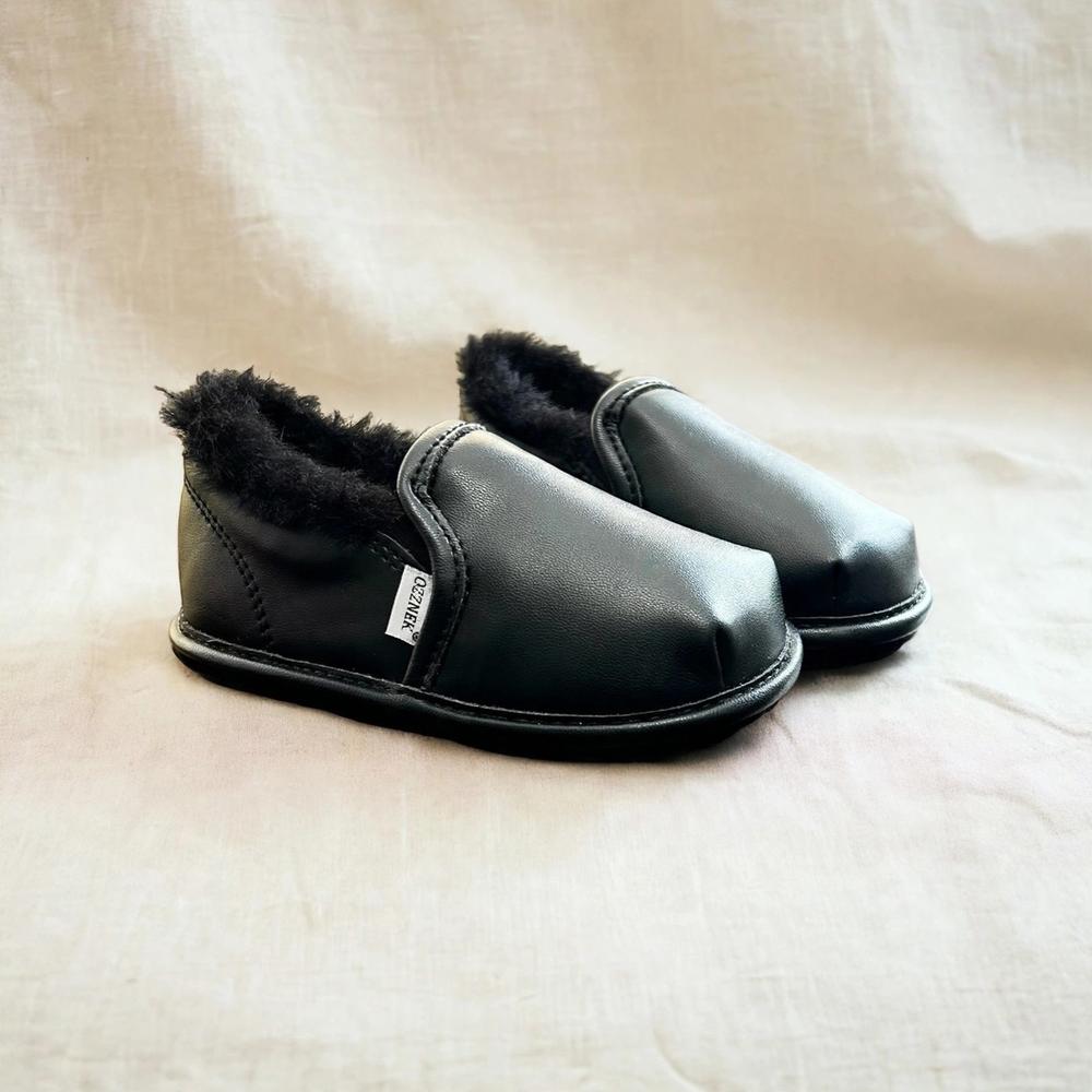 Black Faux-Fur Barefoot Shoe Topper | Ozznek Removable Sole Shoes