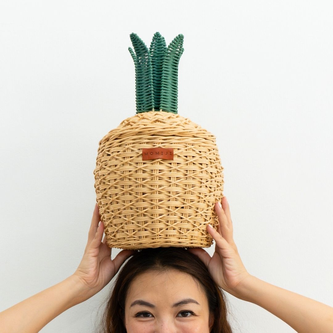 Pineapple Rattan Storage Basket Natural - Small