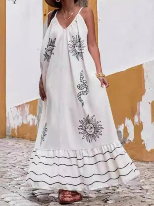 Women's Printed Maxi Dress | V-Neck, Boho Summer | Effortless Comfort