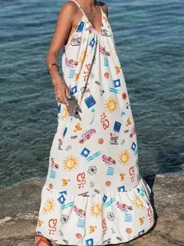 Women's Printed Maxi Dress | V-Neck, Boho Summer | Effortless Comfort