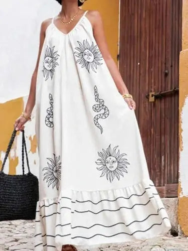 Women's Printed Maxi Dress | V-Neck, Boho Summer | Effortless Comfort