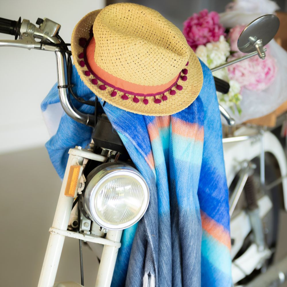 Handwoven Alpaca Throw Blanket | Blue, Hot Pink, Orange & White | Kallpa Collection