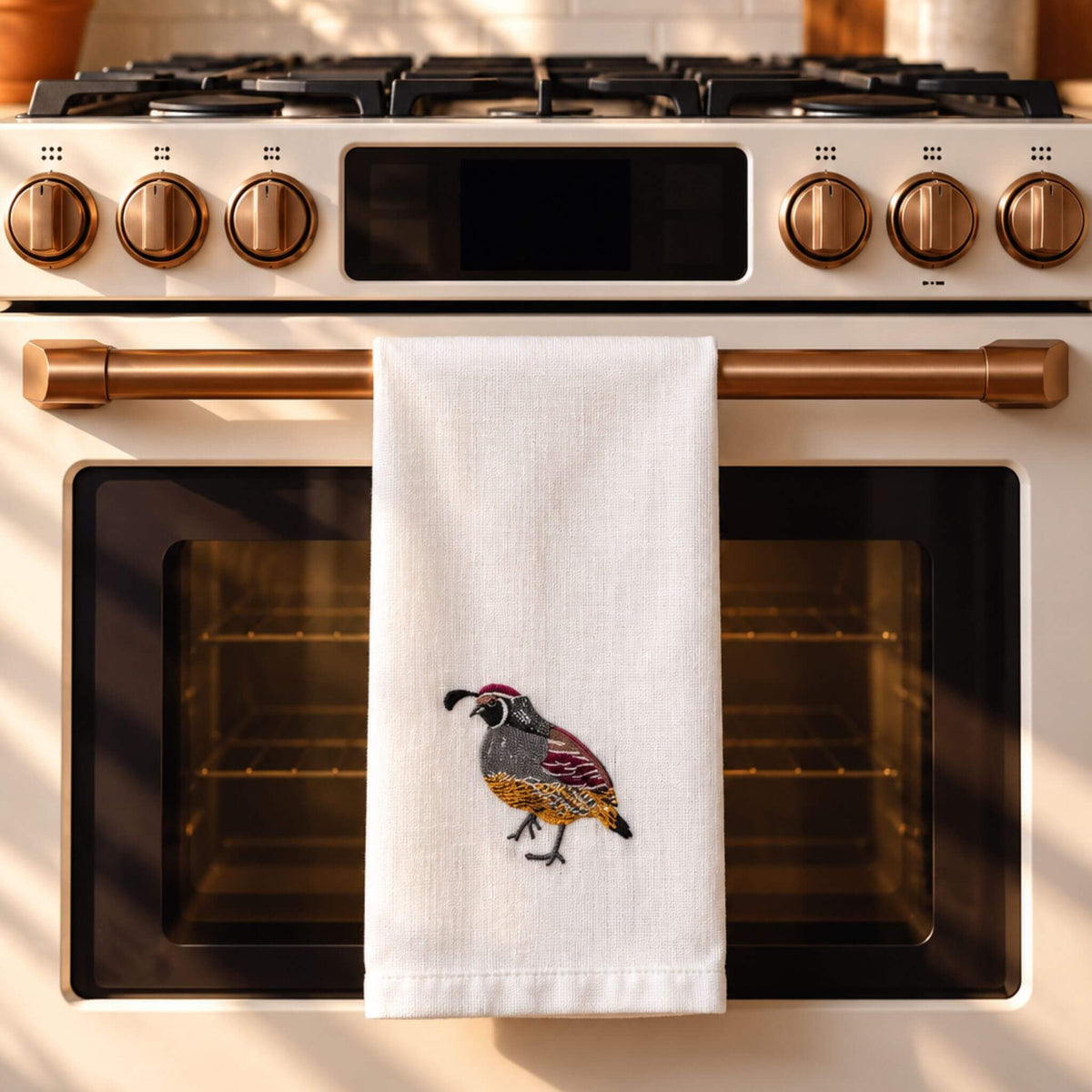 Bird Embroidered Cotton Tea Towels - Handmade Kitchen Gift