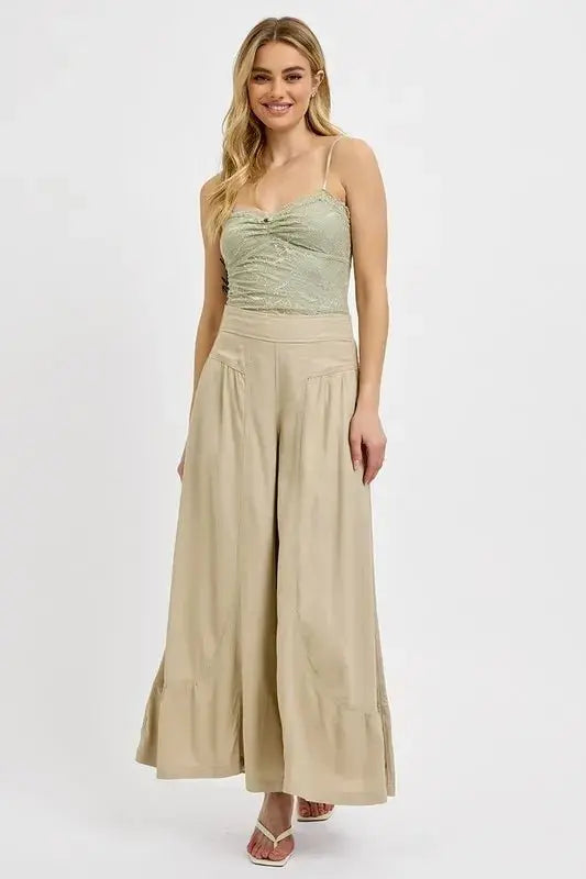 RISEN Shirring Detail Wide Leg Pants for Effortless Style and Comfort
